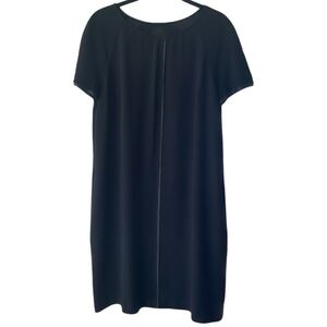 Elie Tahari Cap Sleeve Leather-Trim Sheath Dress